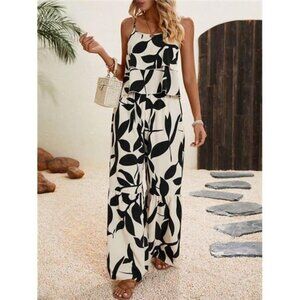 Plants Print Cami Top & Wide Leg Pants